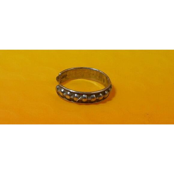 Vintage Sterling Silver Adjustable Ribbed Ball Toe Ring Sexy Beach Foot Jewelry - Picture 3 of 6
